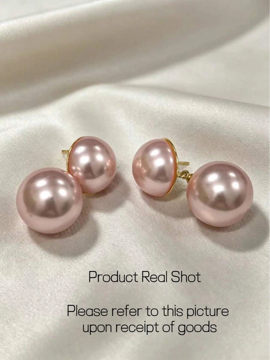 Large Faux Pearl Stud Earrings