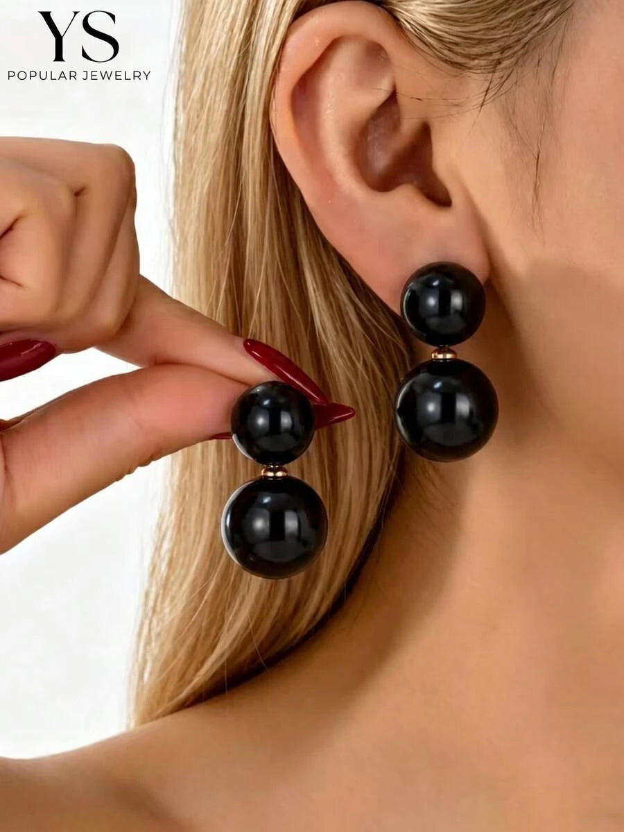 Large Faux Pearl Stud Earrings