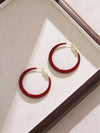 Red Drip Glaze Teardrop Hoop Earrings