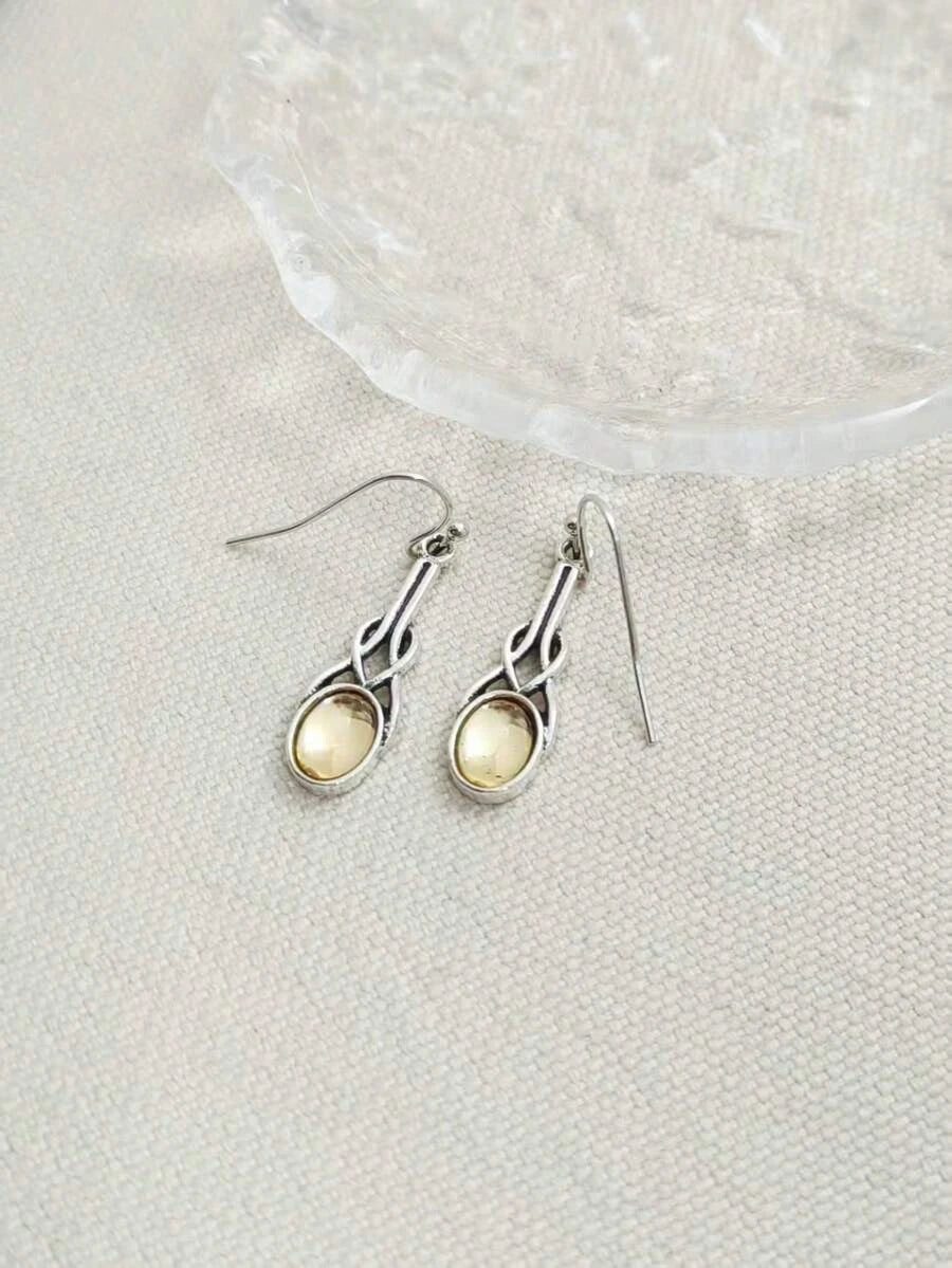 Bohemian Yellow Faux Gemstone Pendant Earrings