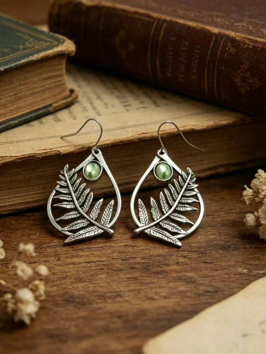 Vintage Bohemian Teardrop Fern Earrings