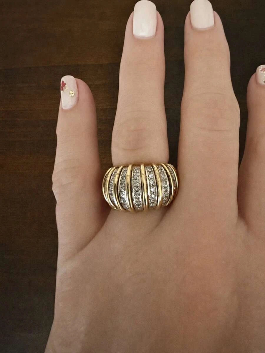 Vintage Style Gold Cubic Zirconia Ring Set