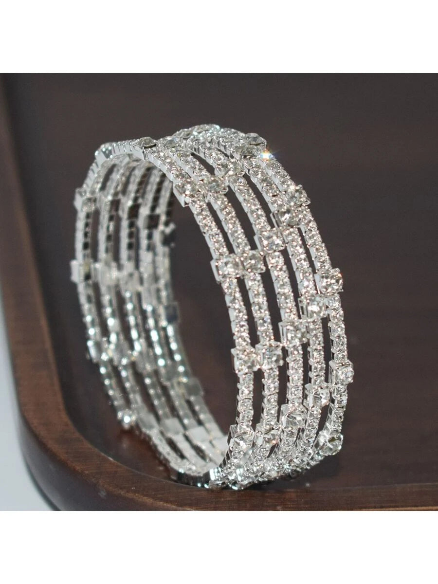 Rhinestone Wrapped Open Cuff Bracelet