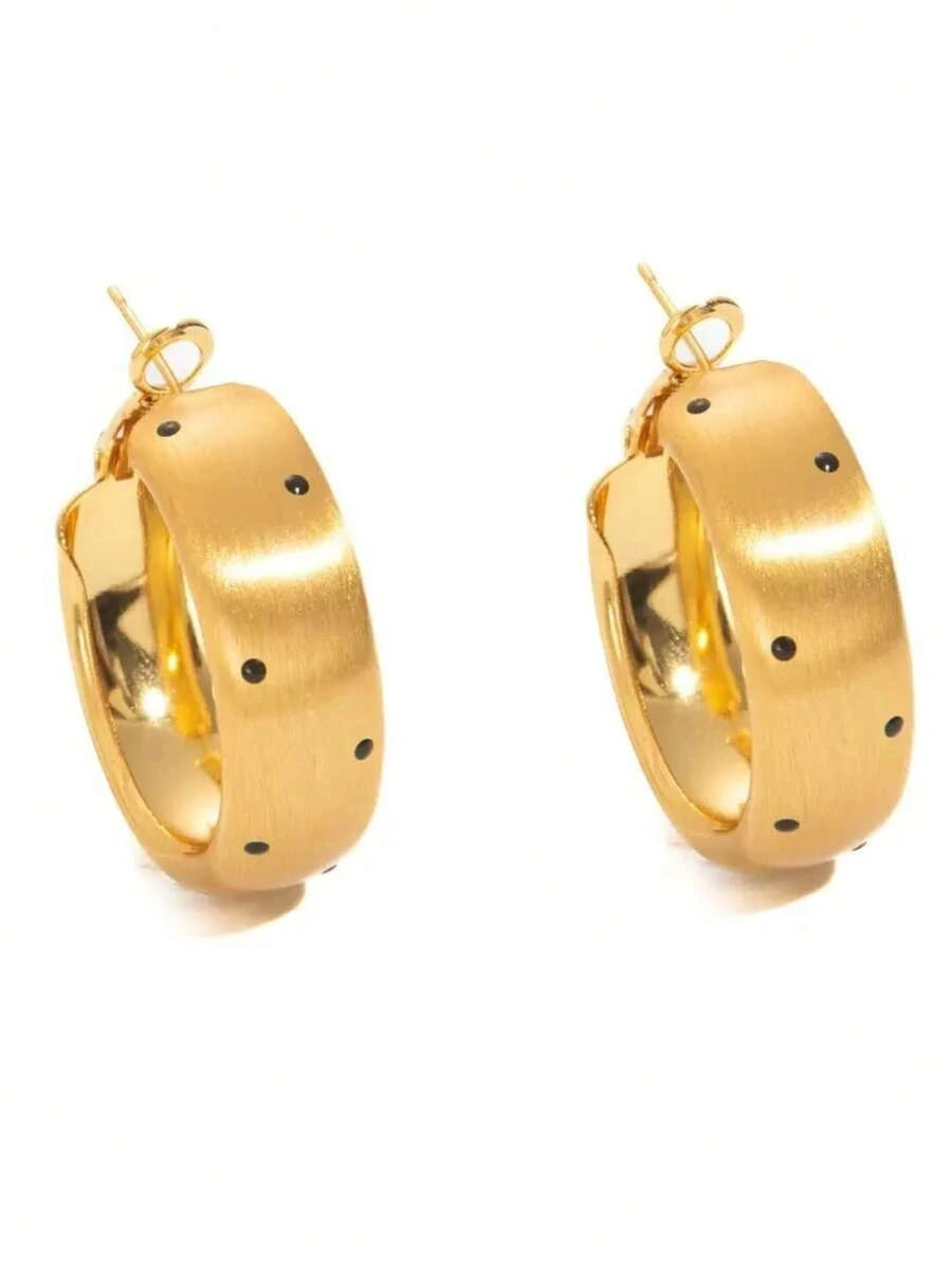 Round Metal Polka Dot Earrings