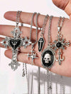 Gothic Rhinestone Skull Necklace Set