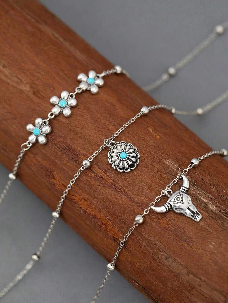 Leopard Print Pendant Necklace Set