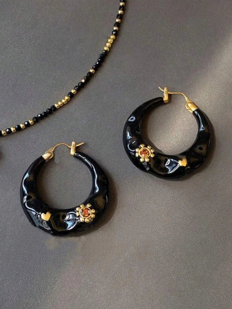 French Retro Asymmetrical Drop Earrings