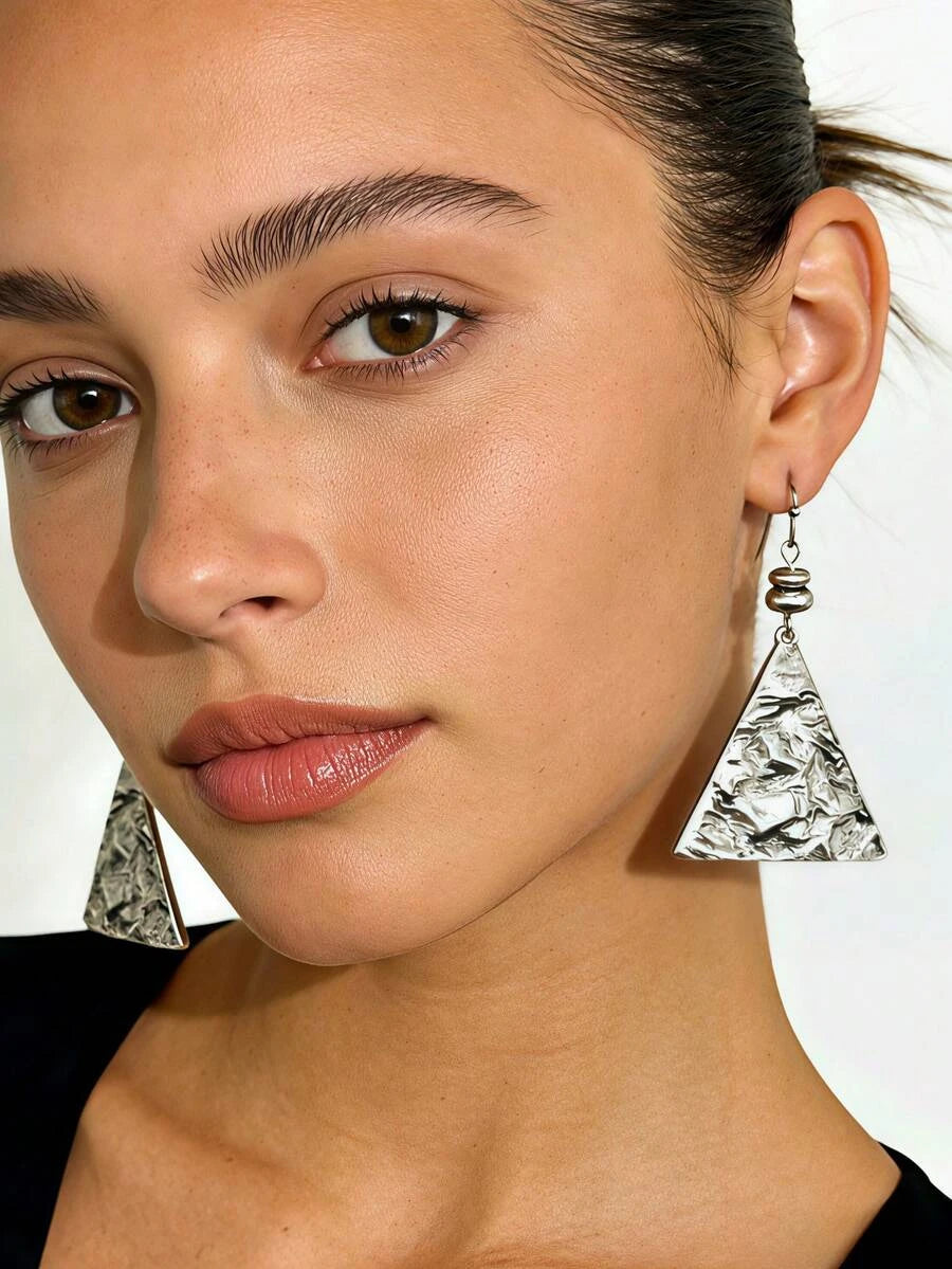 Vintage Minimalist Distressed Metal Disc Earrings