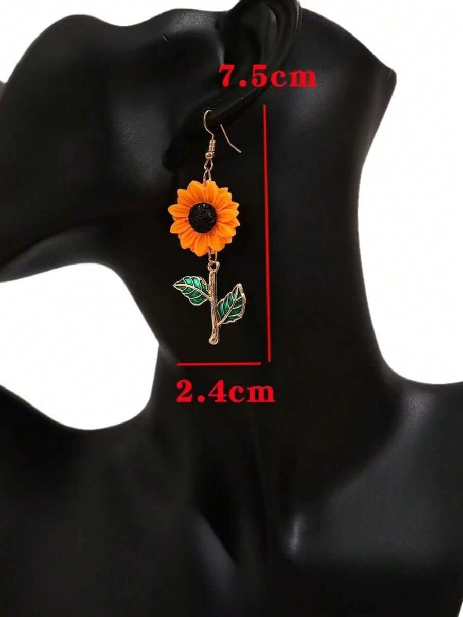 Vintage Sunflower Alloy Earrings