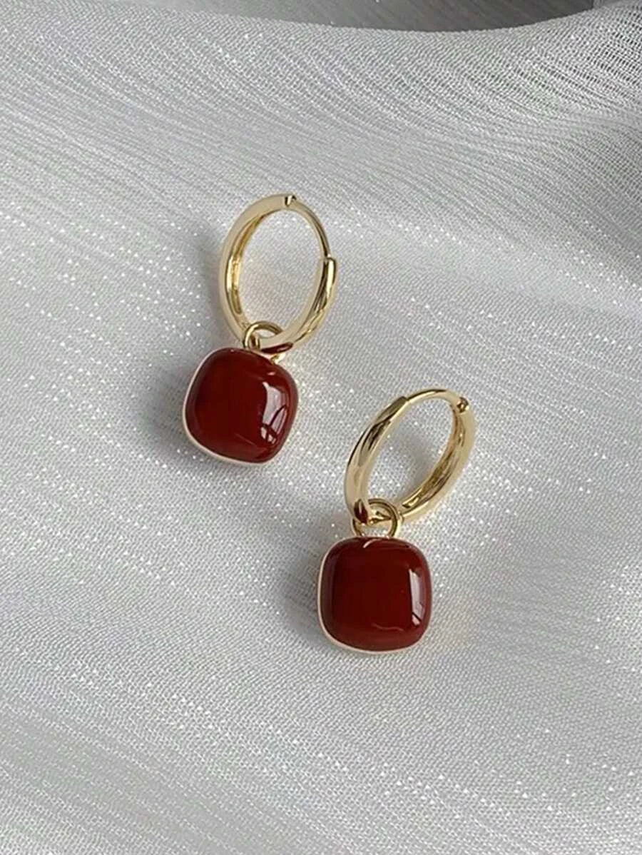 French Vintage Geometric Copper Earrings
