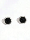 Retro Gold-Plated Black Round Earrings