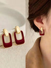 Retro Coffee Square Drop Earrings