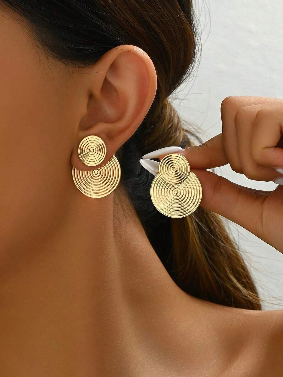 Minimalist Geometric Spiral Floral Earrings