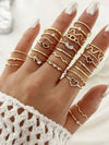 15pcs Vintage Gold-Tone Rhinestone Flower