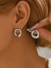 Vintage Style Stainless Steel Hollow Circle Earrings