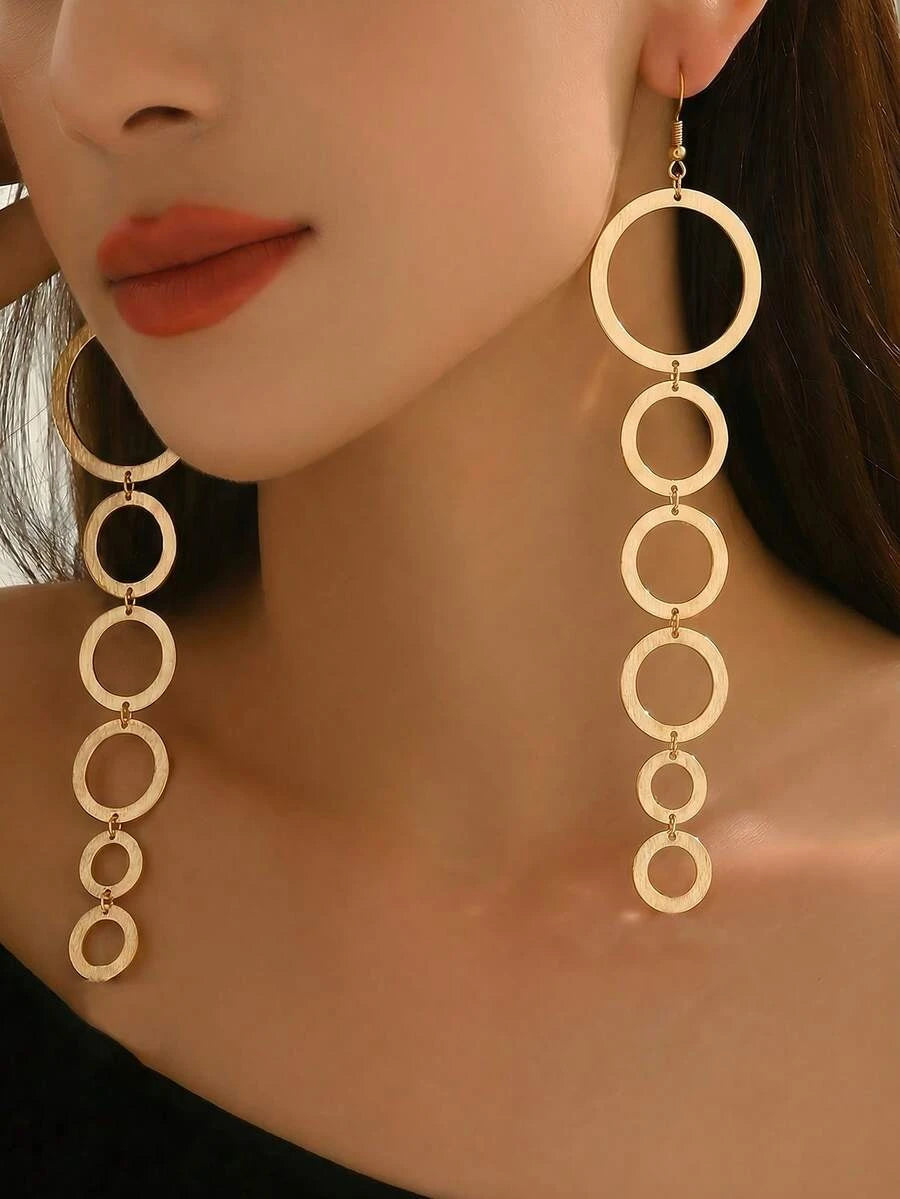 Geometric Polygon Tassel Earrings