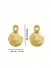 Gold Brushed Metal Round Pendant Earrings