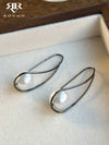 Vintage Faux Pearl Copper Dangle Earrings