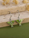 Vintage Green Moth Enamel Earrings