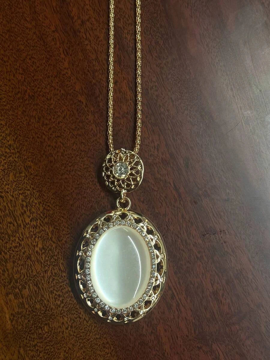 Retro Purple Pottery Stone Pendant Necklace