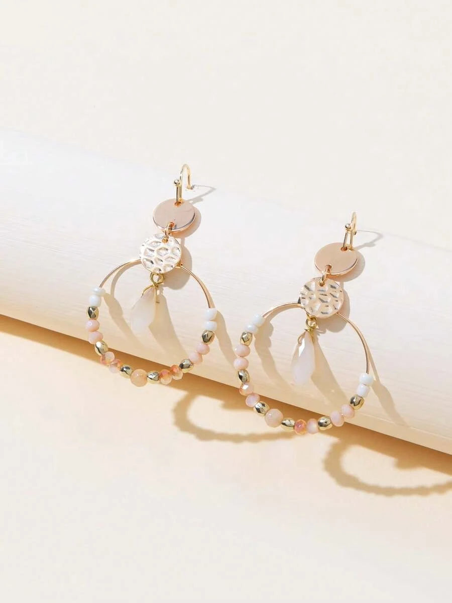 Retro Crystal Beaded Pendant Earrings
