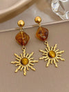 Vintage Sunflower Drop Earrings