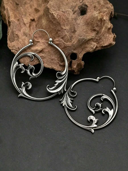 Vintage Silver Minimalist Spiral Earrings
