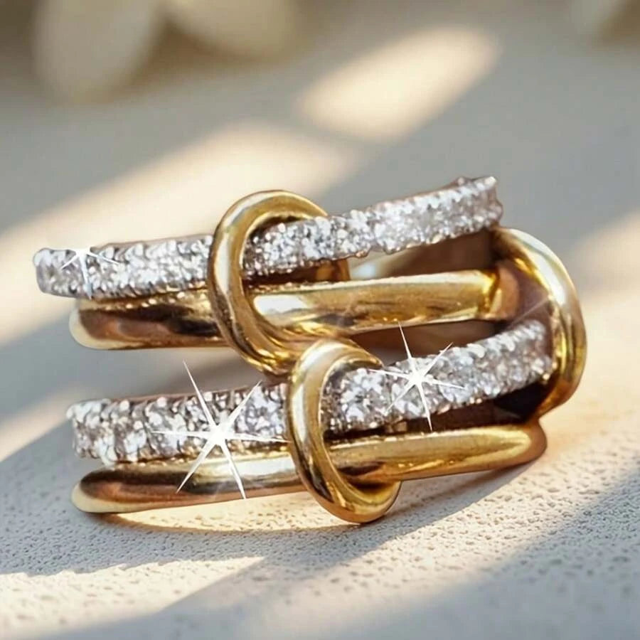 Two-Tone Stacked Zirconia Ring