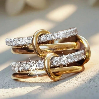 Two-Tone Stacked Zirconia Ring