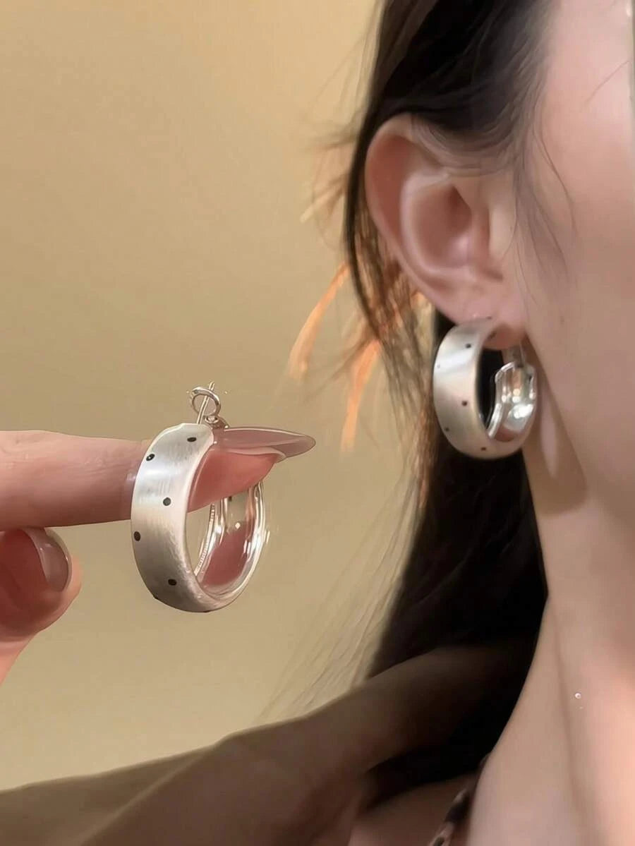 Round Metal Polka Dot Earrings