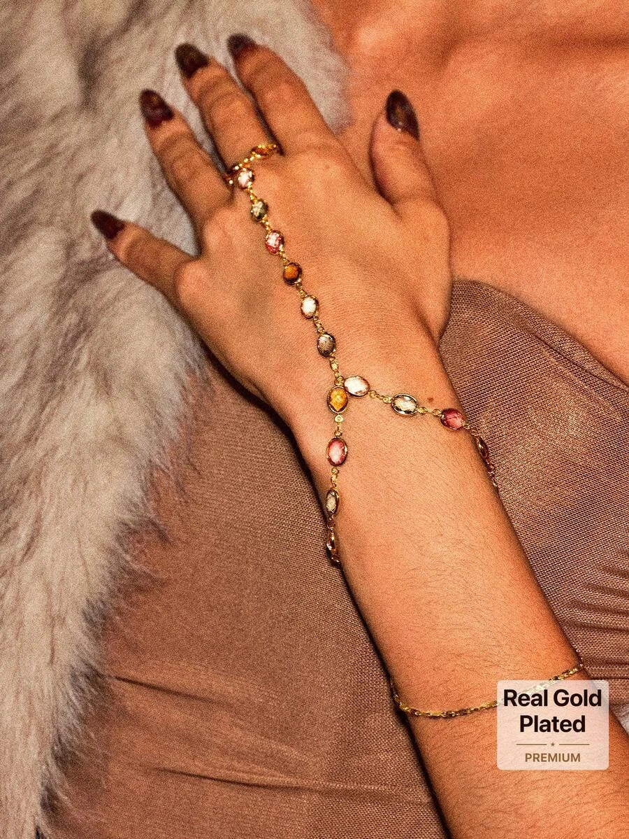 Glisma 18K Gold-Plated Beaded Finger Chain