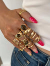 15/5pcs Vintage Old Money Style Elegant Fashion Faux Tiger Eye Stone Geometric Cross Hammered Hollow Ring Set Suitable For Women's Daily Wear