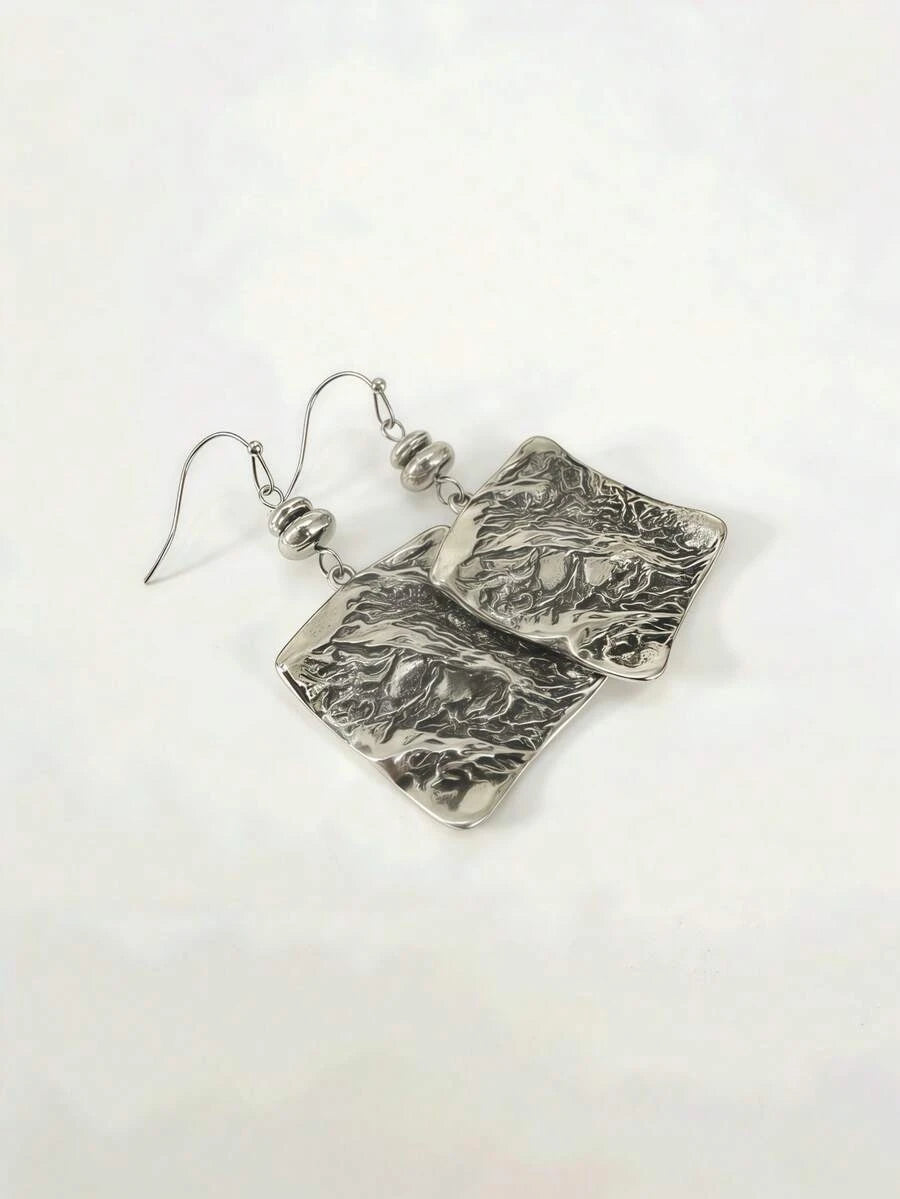 Vintage Minimalist Distressed Metal Disc Earrings