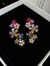 Colorful Floral Rhinestone Clip On Earrings