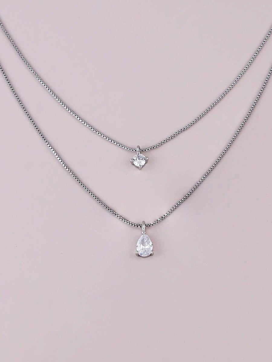 Minimalist Water Drop Double Layer Pendant Necklace