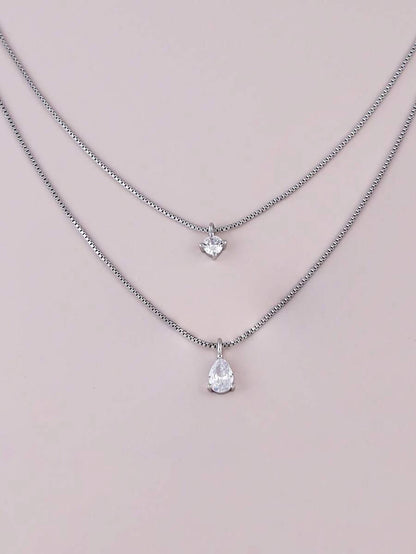 Minimalist Water Drop Double Layer Pendant Necklace