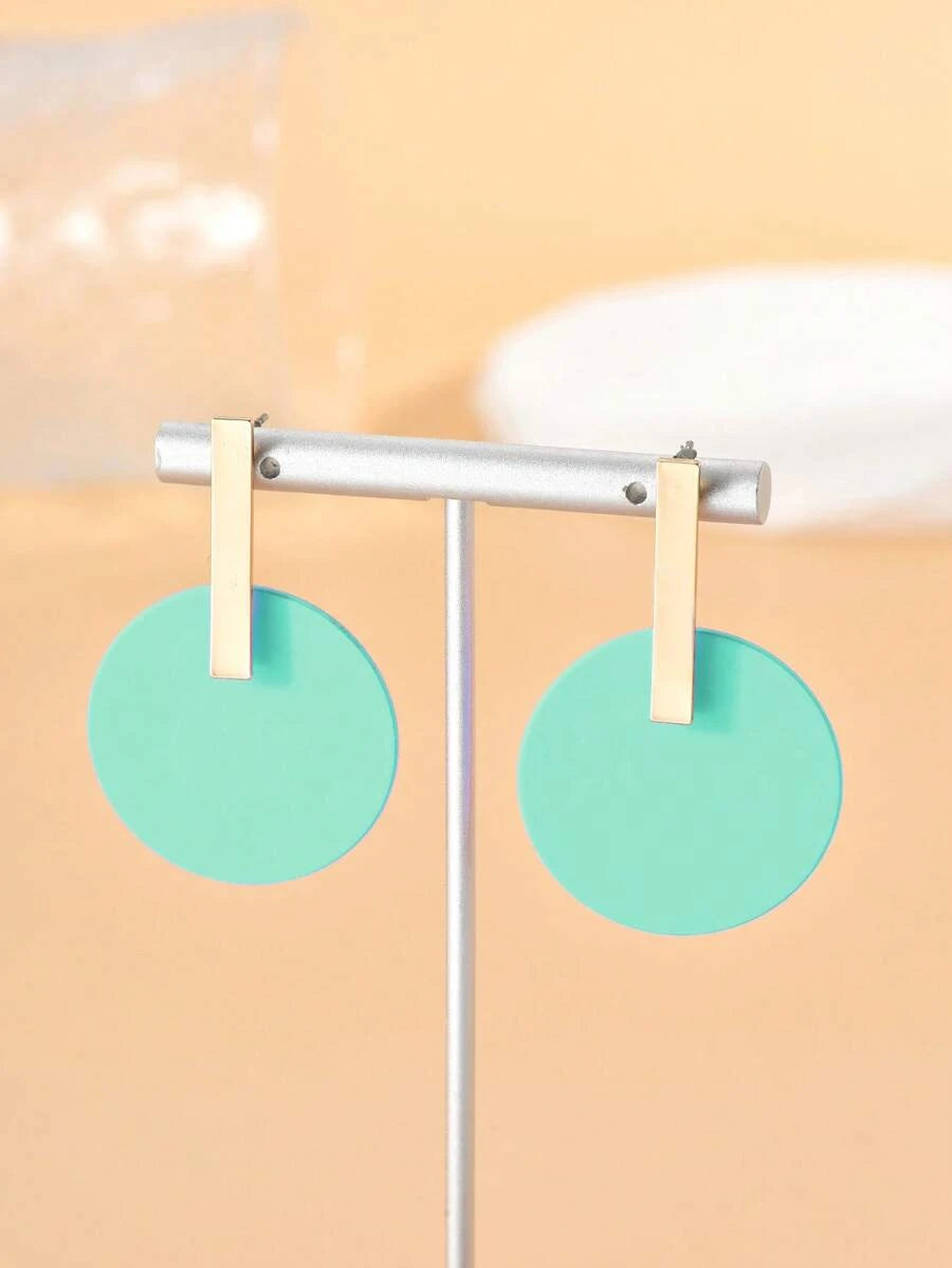 Geometric Enamel Circle Stud Earrings