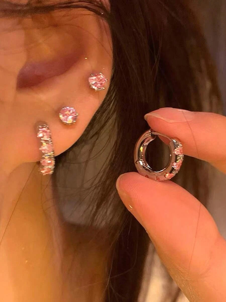 Burgundy Geometric Hoop Earrings