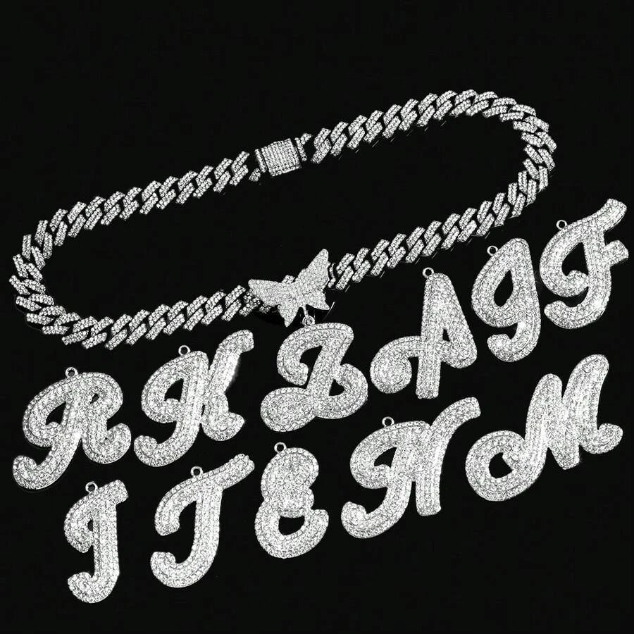 Cuban Link Butterfly Letter Necklace