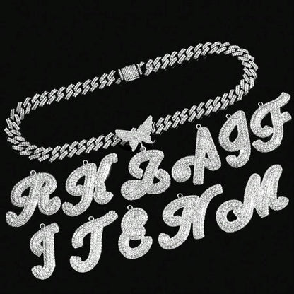 Cuban Link Butterfly Letter Necklace