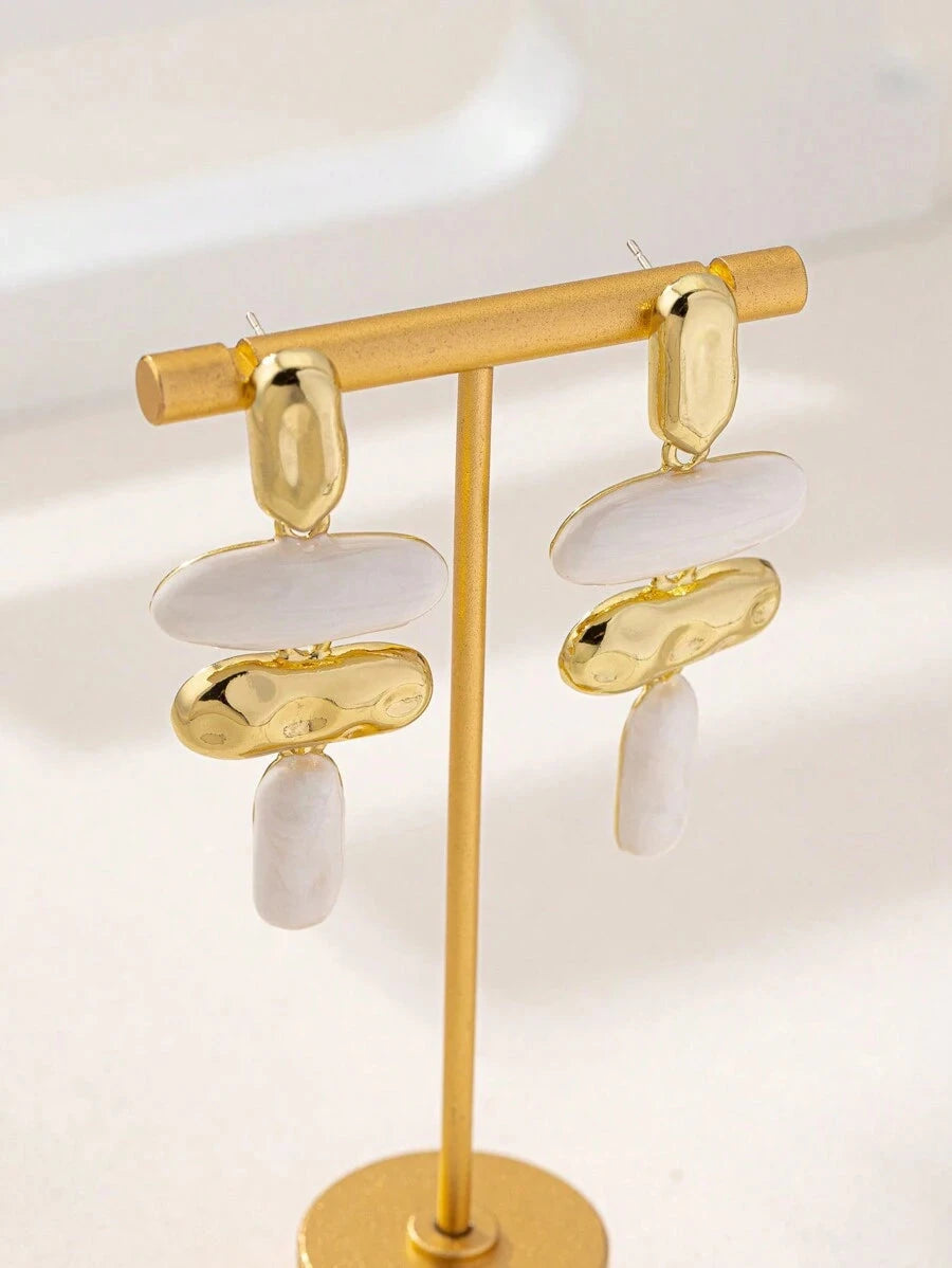 Asymmetrical Geometric Enamel Drop Earrings
