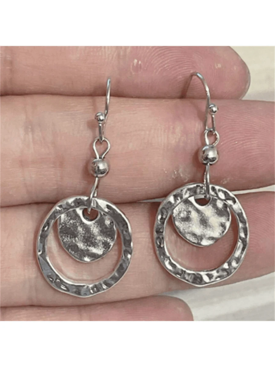 Bohemian Vintage Hollow Round Pendant Earrings