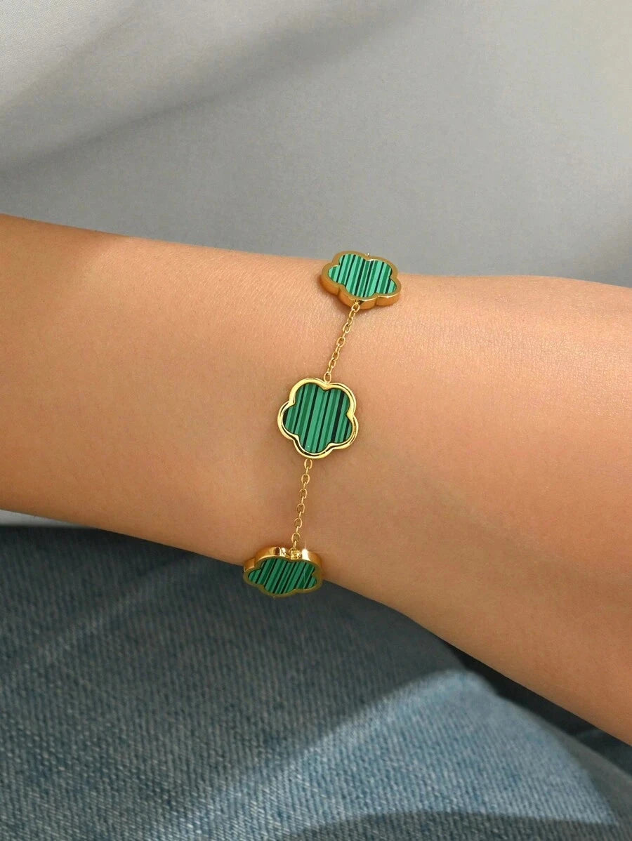 Gold Plated Stainless Steel Flower Bracelet