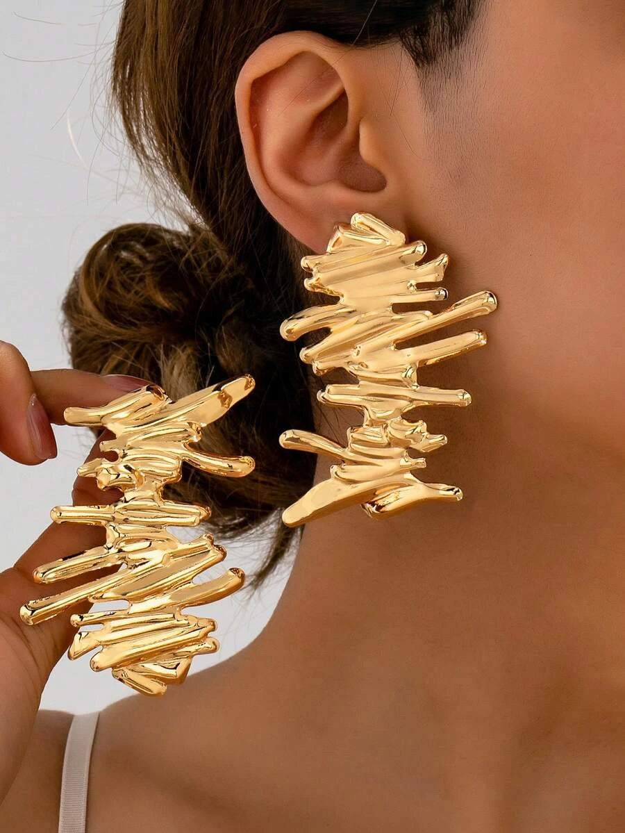 Asymmetrical Hollow Metal Earrings