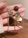 Vintage Gold Asymmetrical Geometric Dangle Earrings