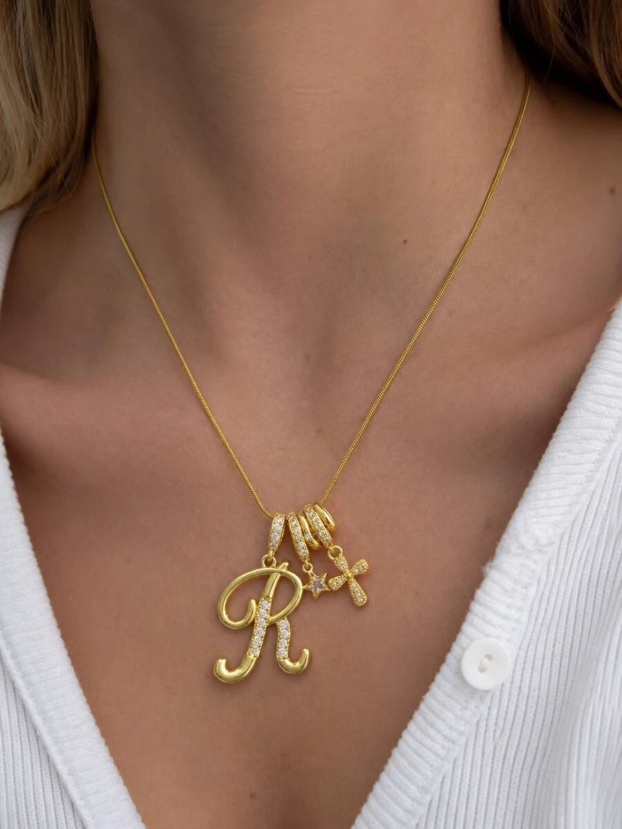 Zirconia Crystal Initial Necklace