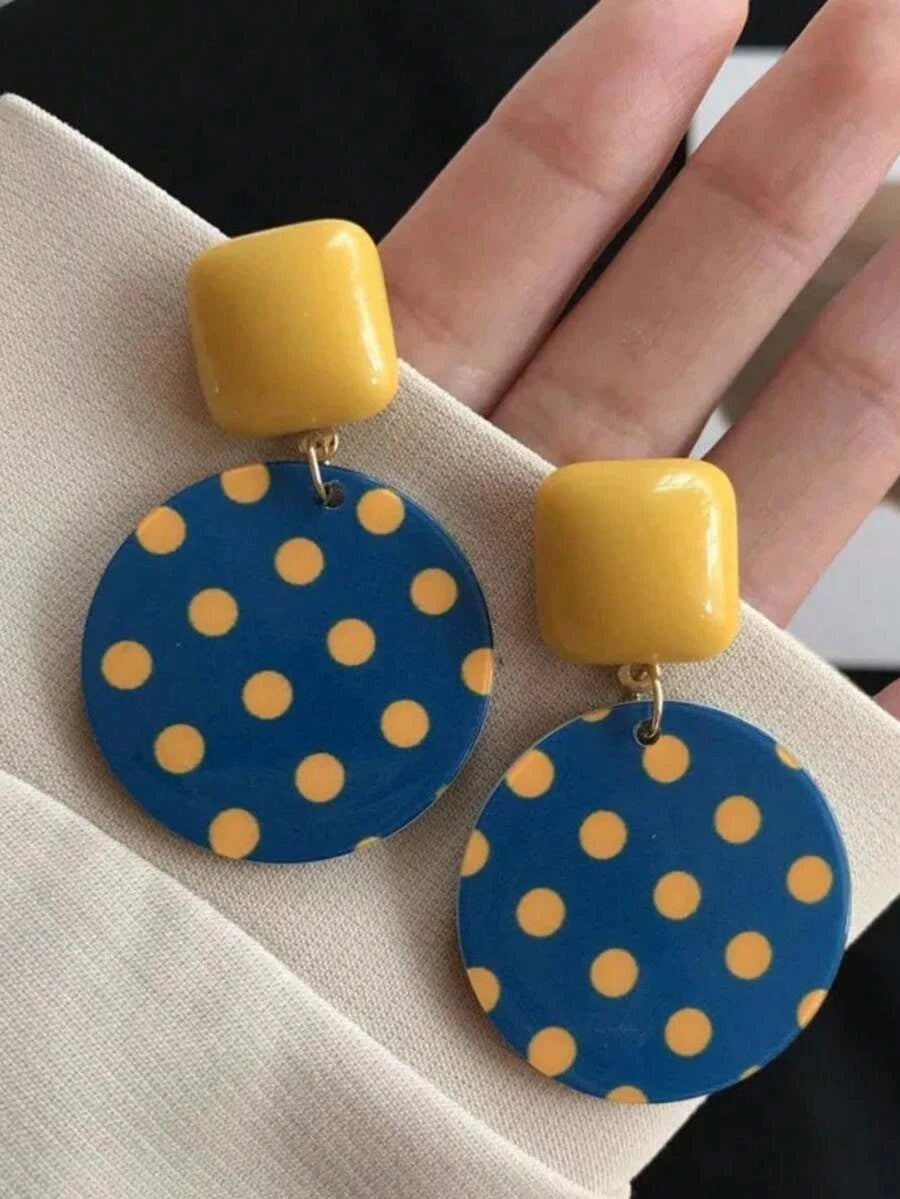 Square Yellow Resin Earrings