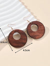 Vintage Wooden Hollow Round Earrings