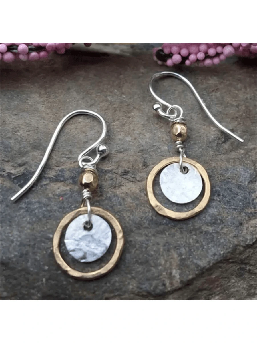 Bohemian Vintage Hollow Round Pendant Earrings