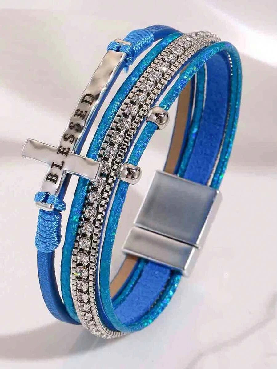 Bohemian PU Leather Cross Bracelet